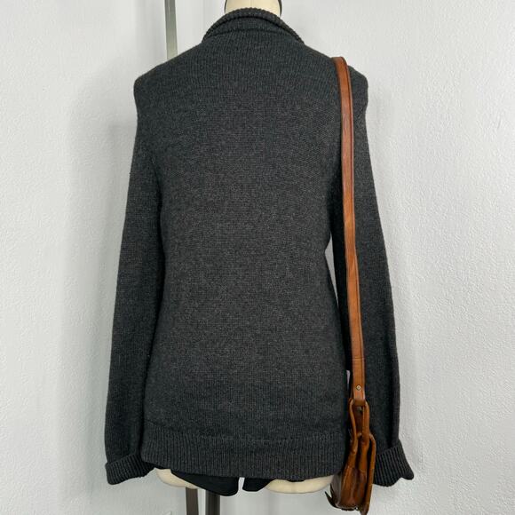 Express Wool Blend Mock Neck Slouchy Cardigan Sweater Gray Size Medium - Picture 4 of 11